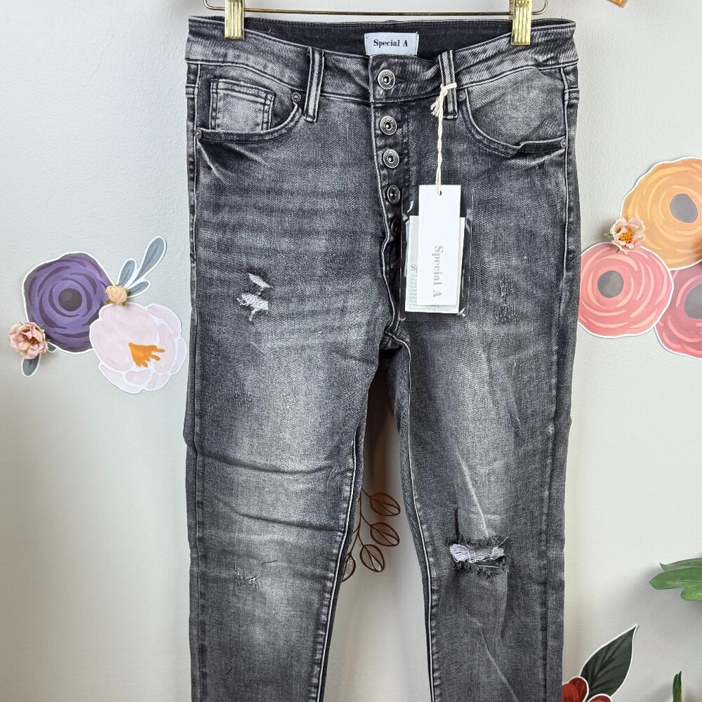 Special A Distressed Grey Skinny Jean - Size - 7